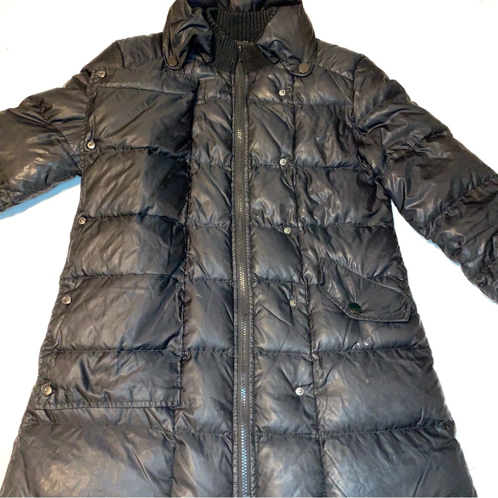 Vintage Bcbg Black Down Long Puffer Coat Gem